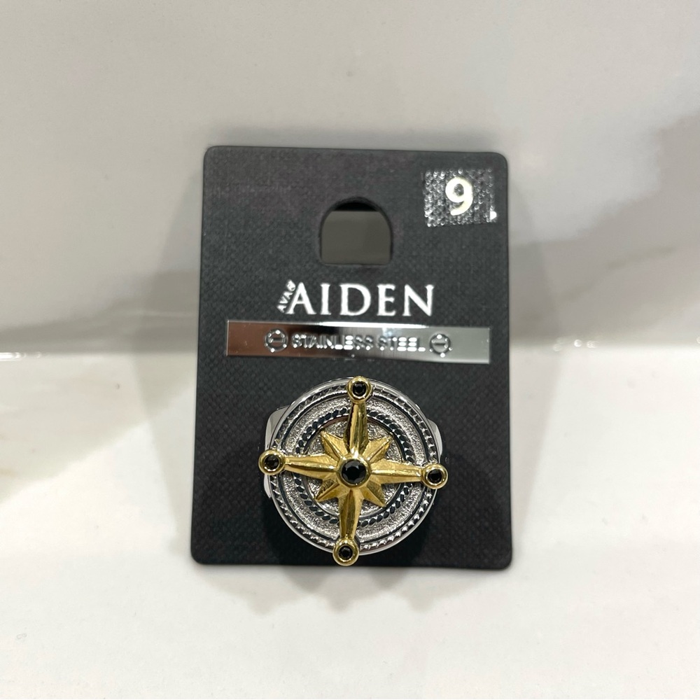 NEW Ava & Aiden Stainless Steel Compass Star Ring (size 9, 10 & 11)